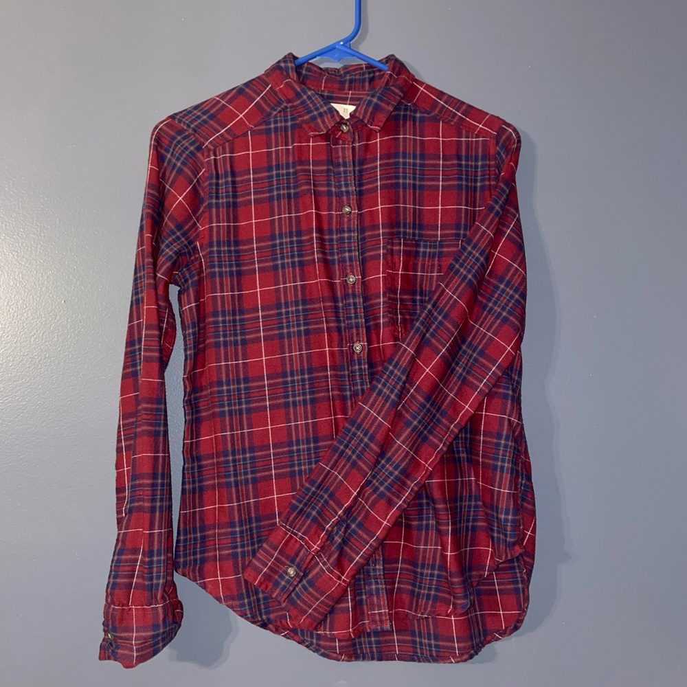Hollister Maroon, Navy and White Flannel Size XS